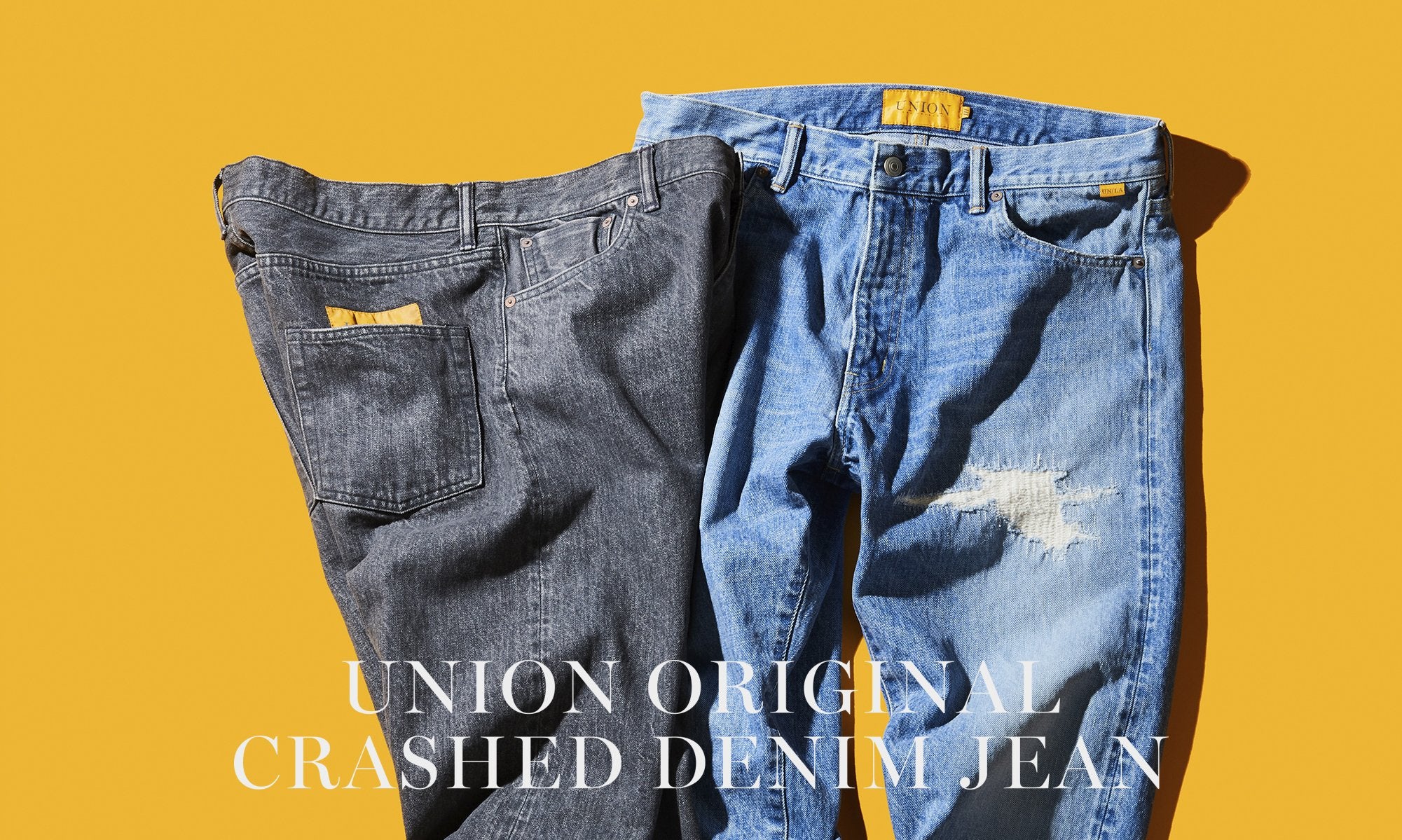 CRASHED DENIM JEAN  INDIGO  サイズM  Union