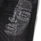 KidSuper(キッドスーパー)|BLACK-RHINESTONE FACE JEANS(ブラックラインストーンフェイスジーンズ)|【公式通販 UNION TOKYO】|ユニオントーキョー