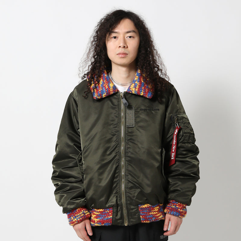 AWAKE NY(アウェイクニューヨーク)｜MA-1 KNIT TRIMMED WASHED BOMBER