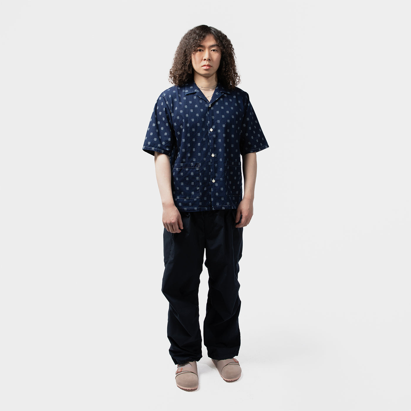 CABANA SHIRT - 6OZ PRINTED INDIGO KASURI｜NEEDLES｜TOPS（トップス