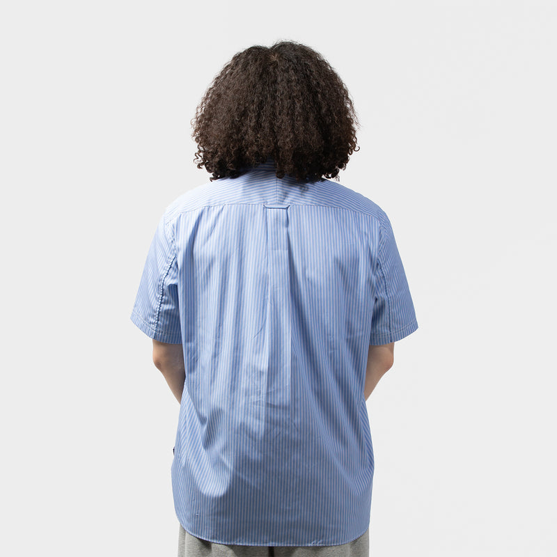 COTTON STRIPE x MULTI MATERIAL PATCHWORK SHIRT