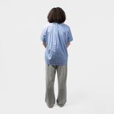 COTTON STRIPE x MULTI MATERIAL PATCHWORK SHIRT