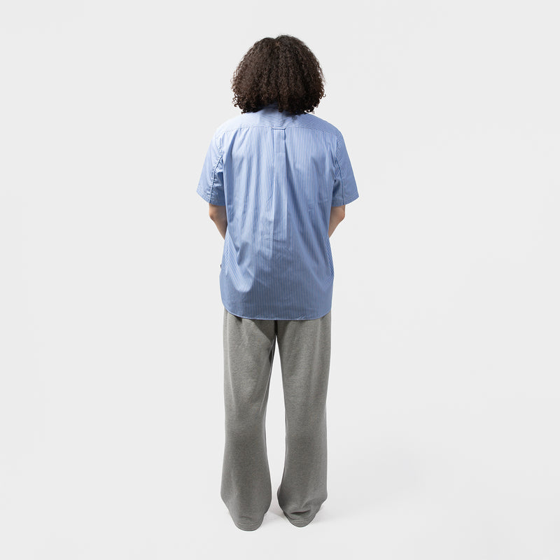 COTTON STRIPE x MULTI MATERIAL PATCHWORK SHIRT