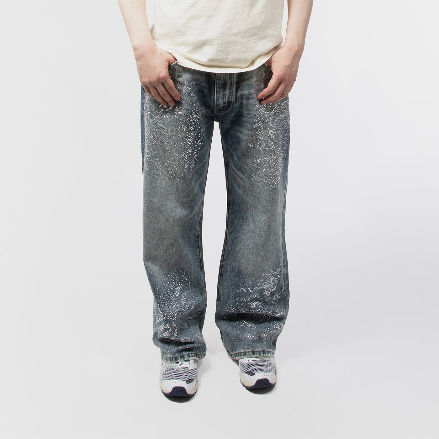 カプレヘンション BLUE-RHINESTONE FACE JEANS｜KIDSUPER｜BOTTOMS（ボトムス）｜【公式