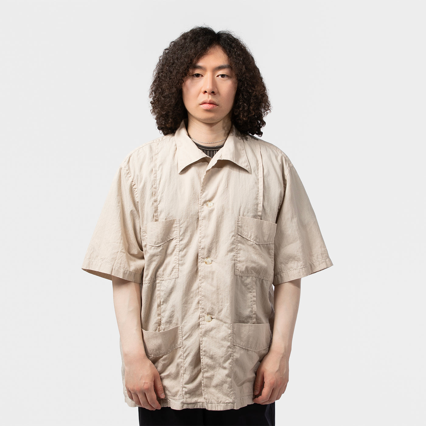Marvine Pontiak Shirt Makers プルオーバー半袖シャツ Marvine Pontiak shirt makers (Open Collar SH Smoke Blue