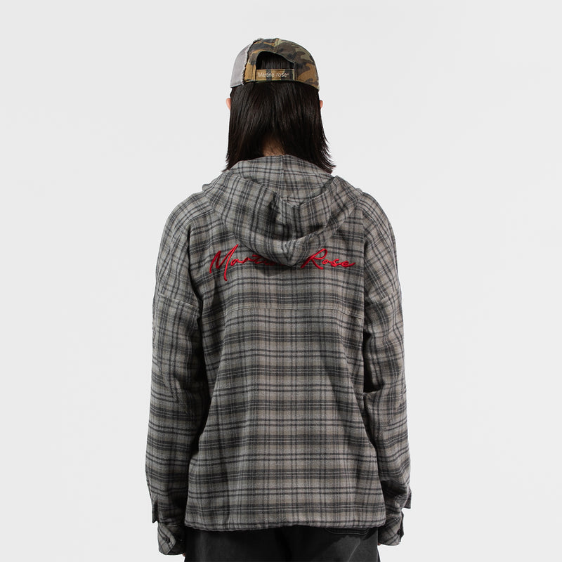MARTINE ROSE（マーティンローズ）/ TOPS（トップス）/ HOODED SHIRT商品 / GREY CHECK