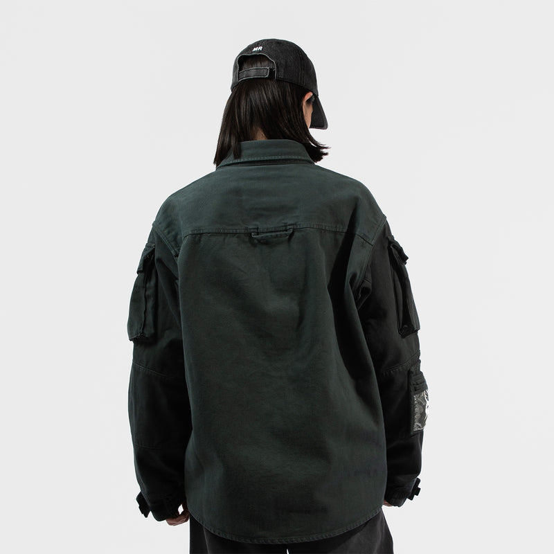 MARTINE ROSE（マーティンローズ）/ TOPS（トップス）/ UTILITY SLEEVE SHIRT商品 / GREEN DARK GREEN
