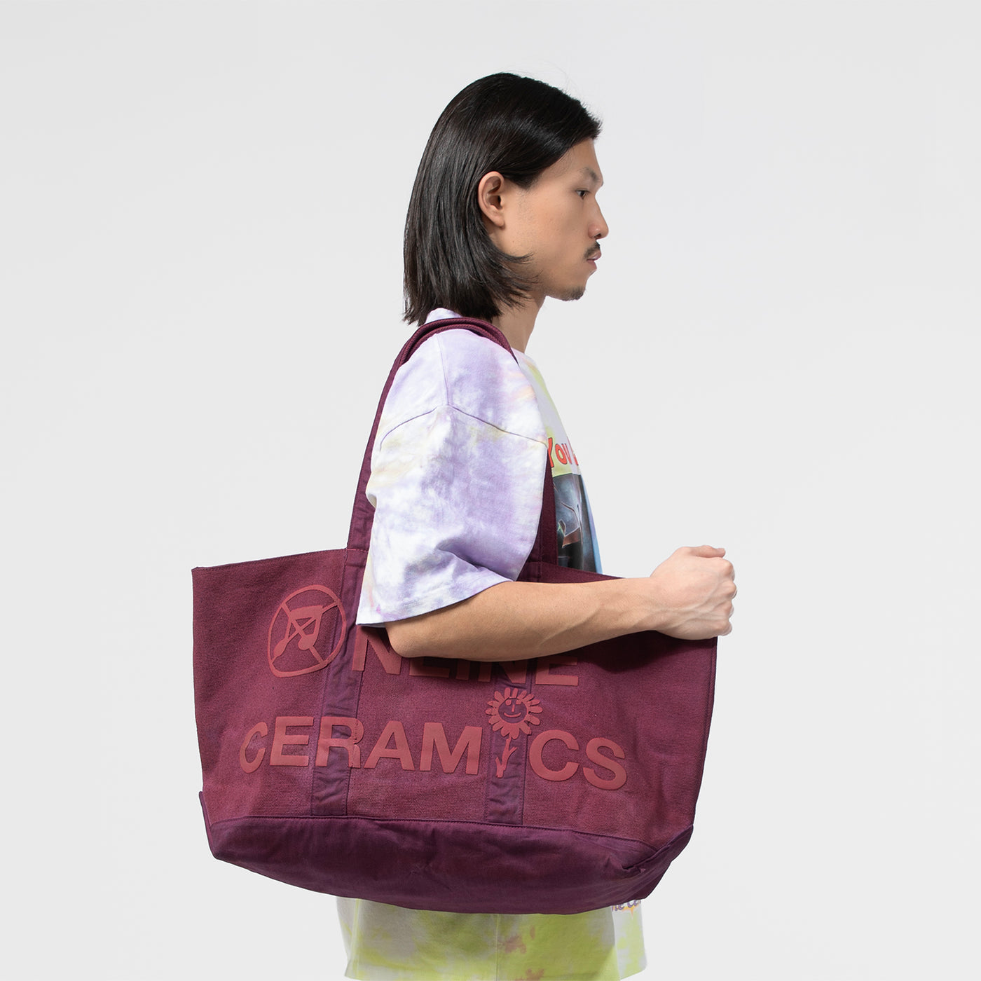 SHARE THE FOOD, SUNFLOWER BURGUNDY CUSTOM TOTE｜ONLINE CERAMICS