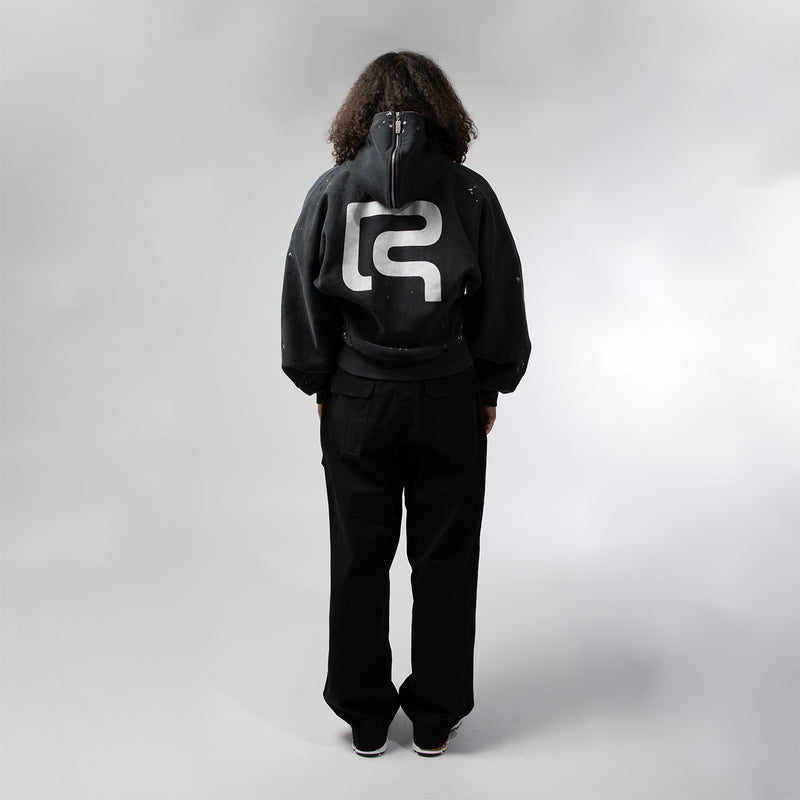 RRR123（トリプルアール）/ TOPS（トップス）/ RADICAL PAPER ROSE ZIP HOODIE商品 / MECHANIC BLACK