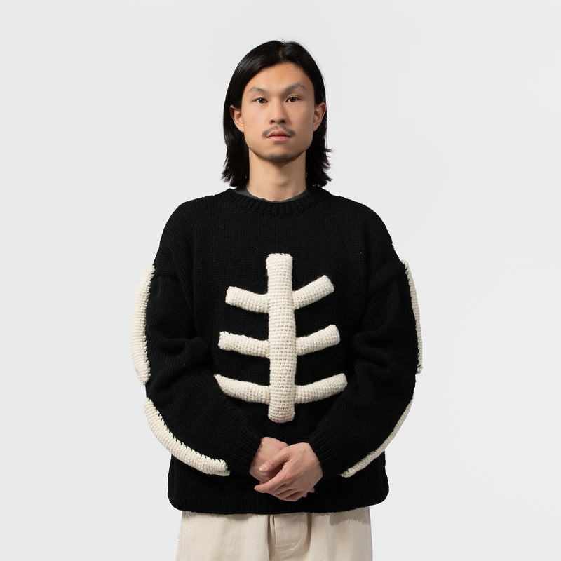 MacMahon Knitting Mills（マクマホンニッティングミルズ）/ TOPS（トップス）/ Crew Neck Knit-3D Bone商品 / BLK/WHT