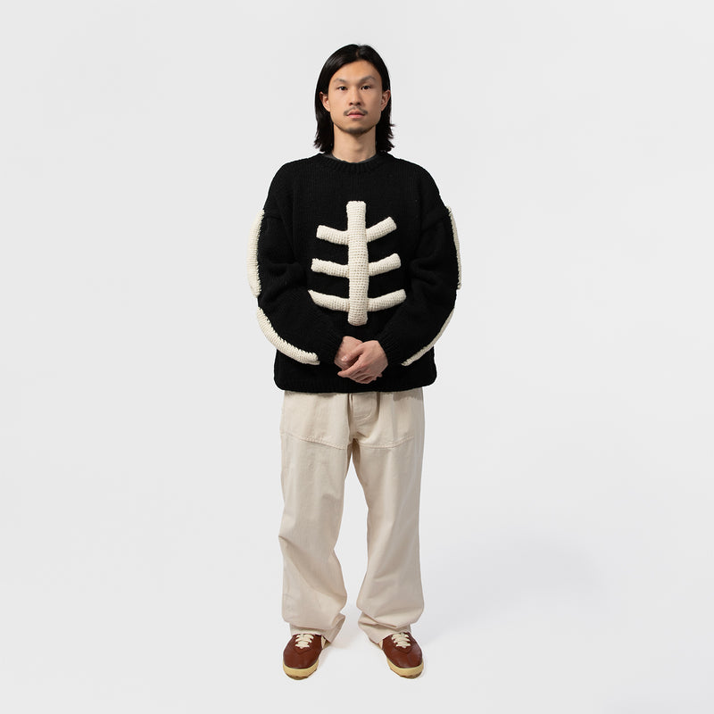 MacMahon Knitting Mills（マクマホンニッティングミルズ）/ TOPS（トップス）/ Crew Neck Knit-3D Bone商品 / BLK/WHT