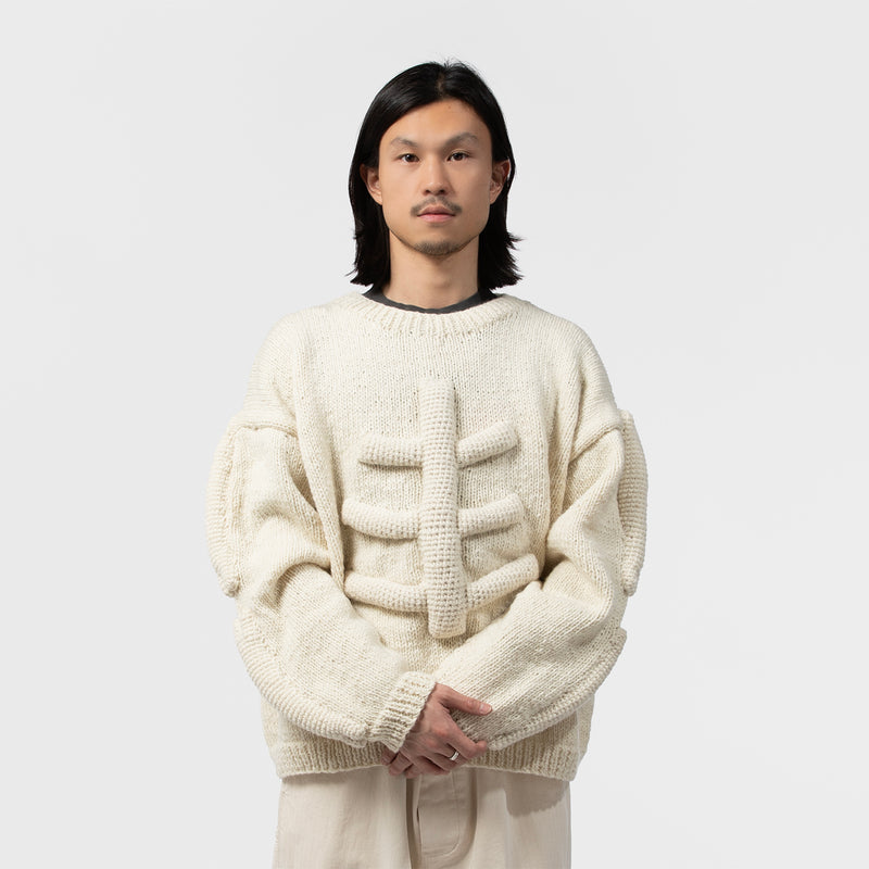 MacMahon Knitting Mills（マクマホンニッティングミルズ）/ TOPS（トップス）/ Crew Neck Knit-3D Bone商品 / BLK/WHT