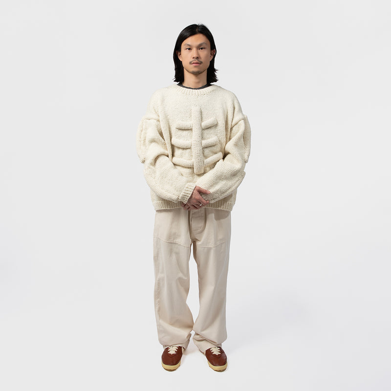MacMahon Knitting Mills（マクマホンニッティングミルズ）/ TOPS（トップス）/ Crew Neck Knit-3D Bone商品 / BLK/WHT