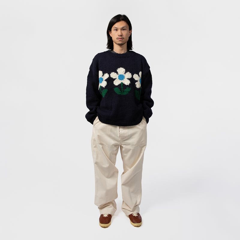 MacMahon Knitting Mills（マクマホンニッティングミルズ）/ TOPS（トップス）/ Crew Neck Knit-3Flowers商品 / NAVY