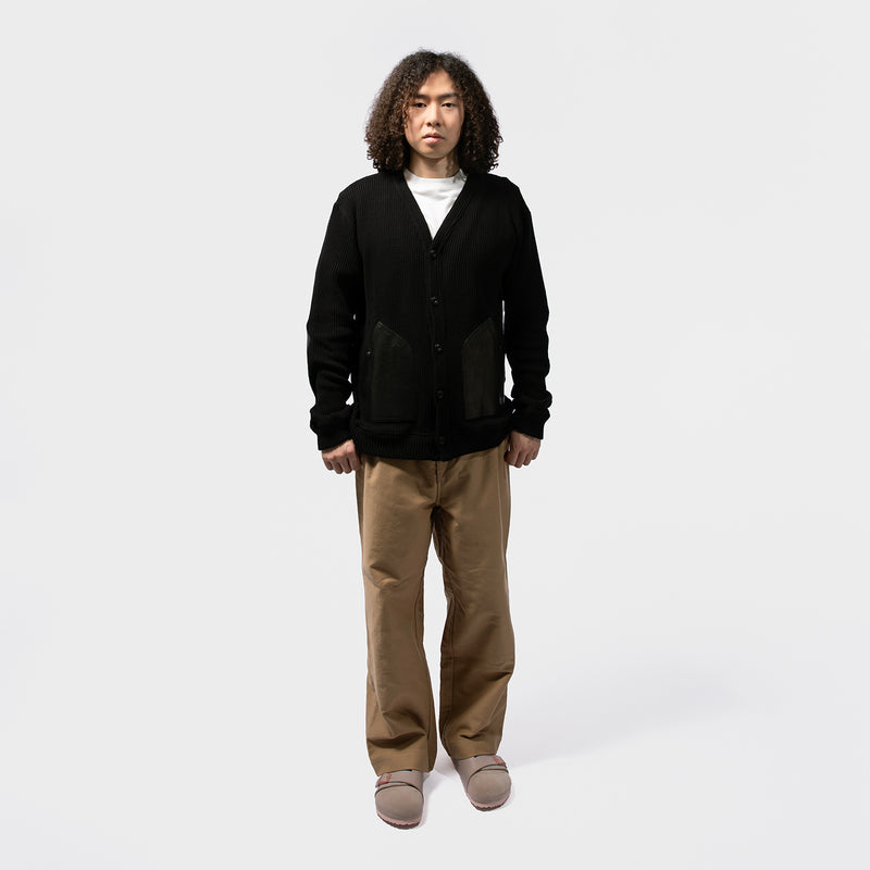JUNYA WATANABE MAN（ジュンヤワタナベマン）/ TOPS（トップス）/ COTTON RIB x LEATHER SWEATER商品 / Black/Black