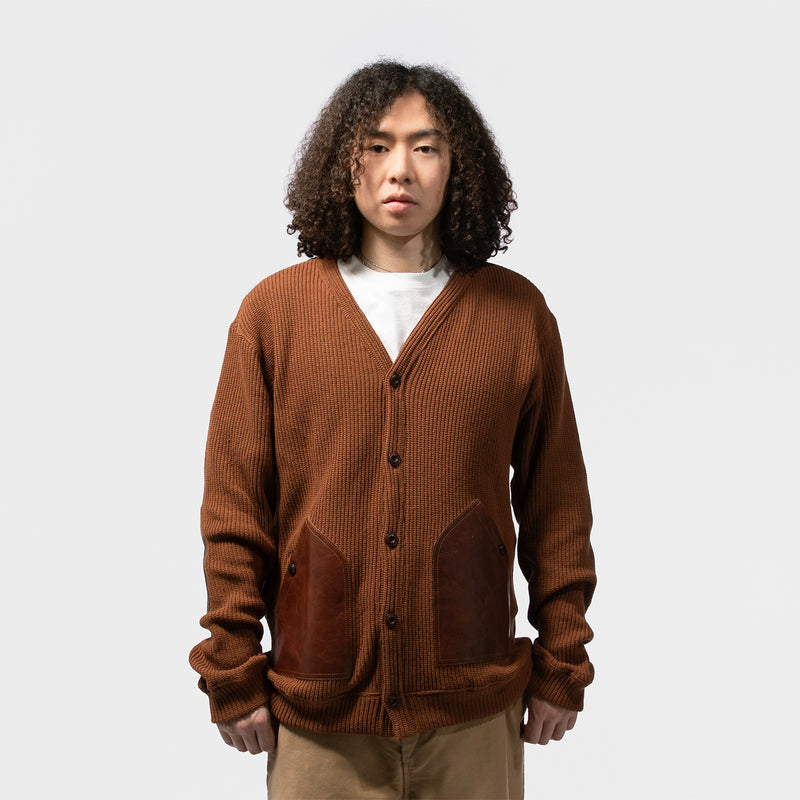 JUNYA WATANABE MAN（ジュンヤワタナベマン）/ TOPS（トップス）/ COTTON RIB x LEATHER SWEATER商品 / Black/Black