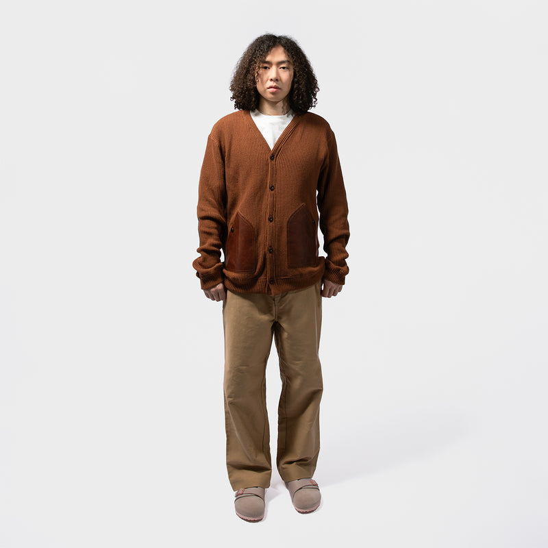 JUNYA WATANABE MAN（ジュンヤワタナベマン）/ TOPS（トップス）/ COTTON RIB x LEATHER SWEATER商品 / Black/Black