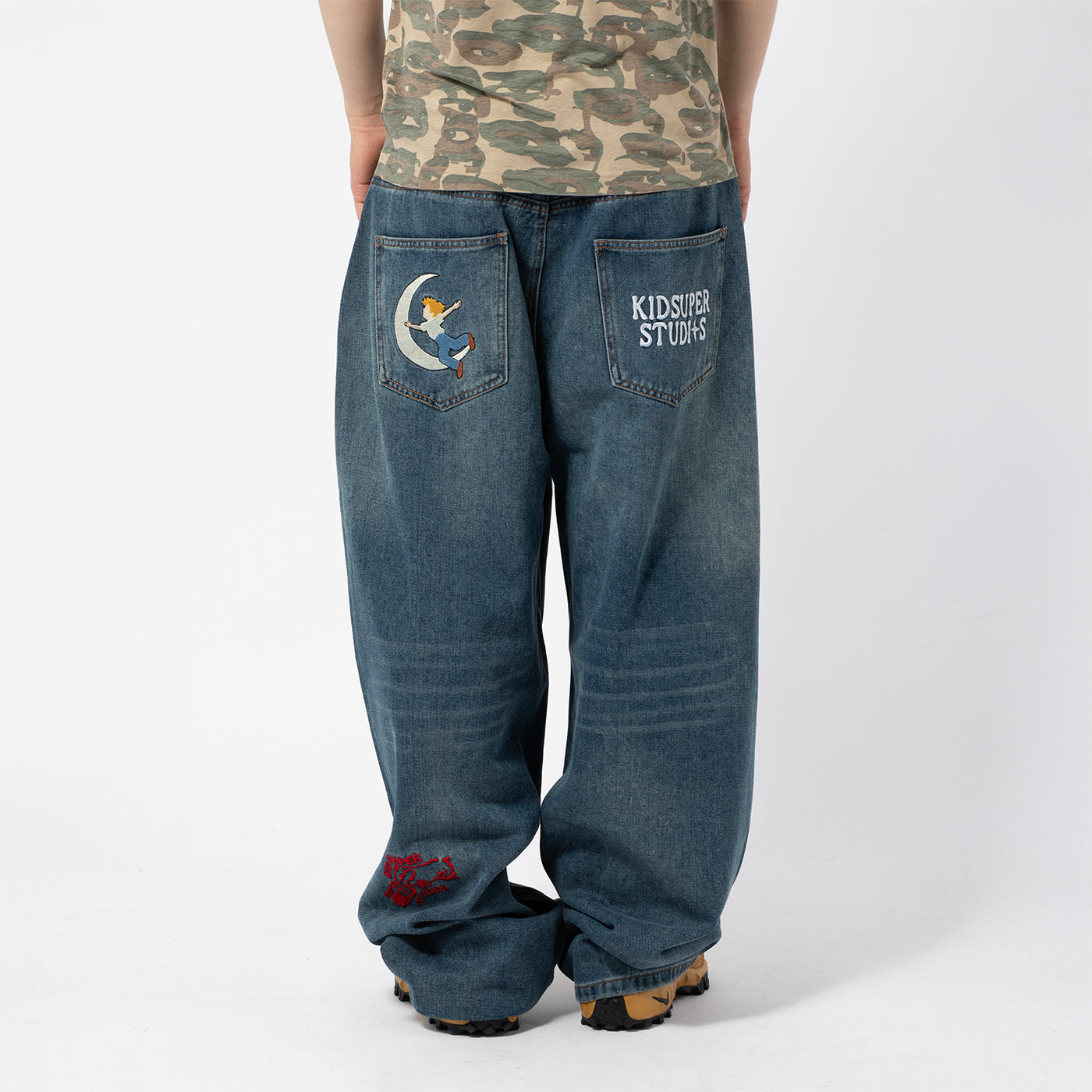 EMBROIDERED PAINTINGS BALLOON PANTS-BLUE｜KIDSUPER｜BOTTOMS