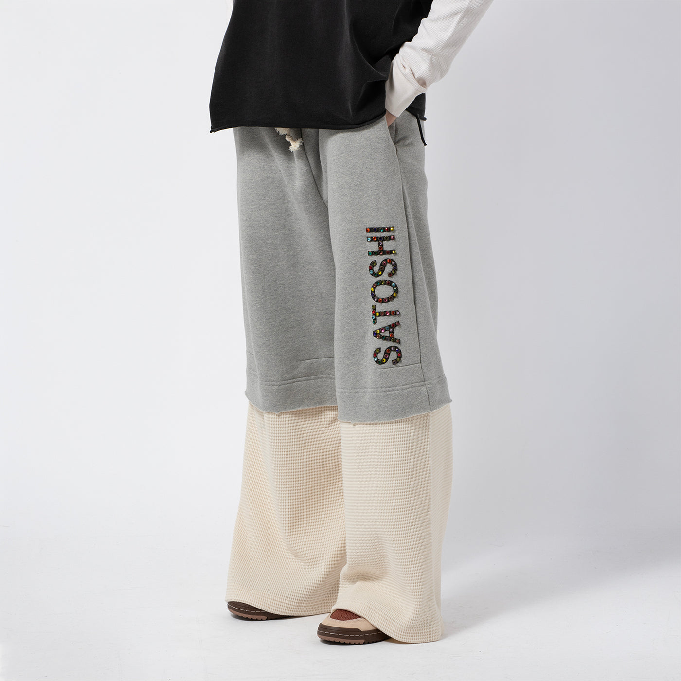 DOUBLE LAYER STUDDED SWEATPANT｜SATOSHI NAKAMOTO｜BOTTOMS