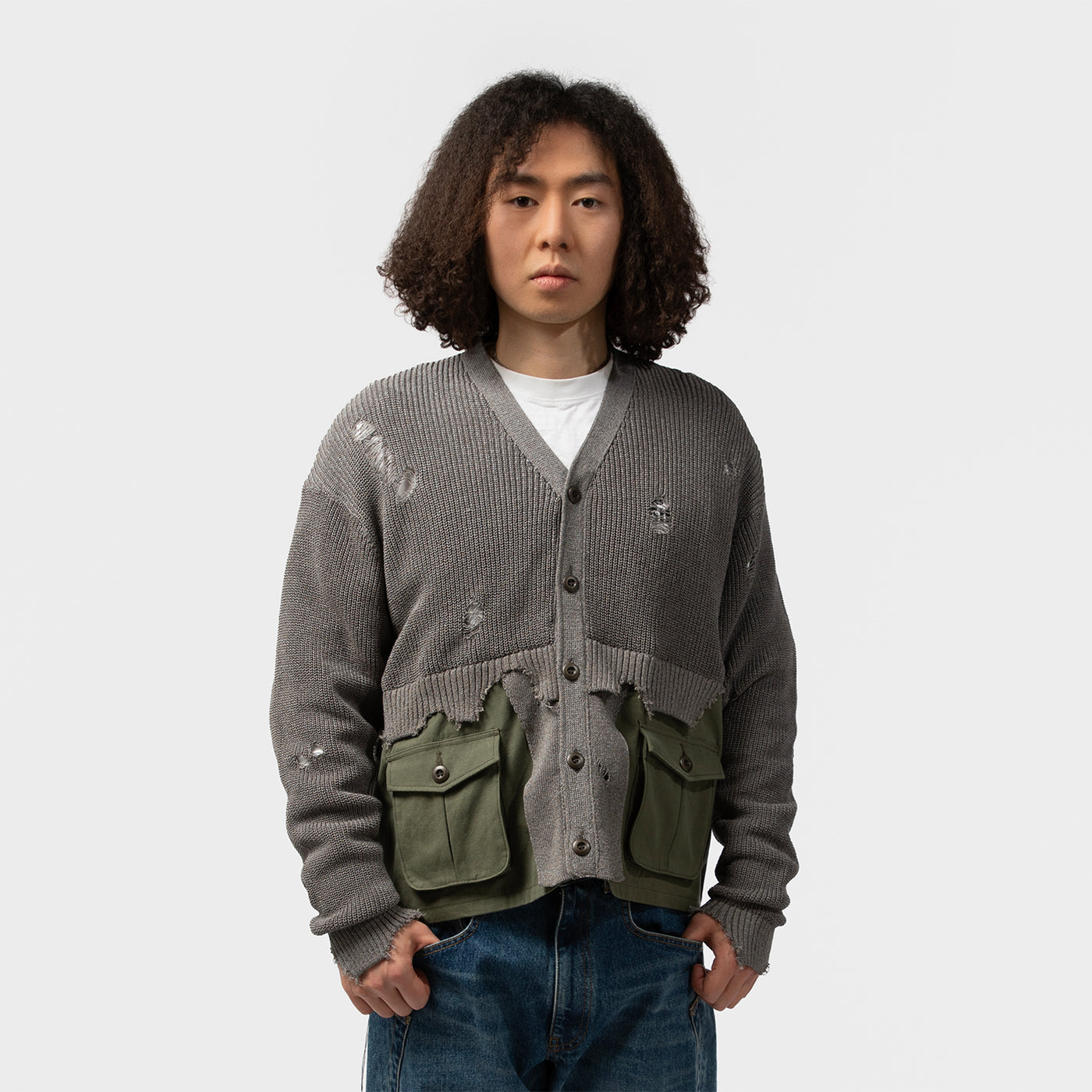 DESTROYED KNIT CARDIGAN｜KHOKI｜TOPS（トップス）｜【公式通販 UNION