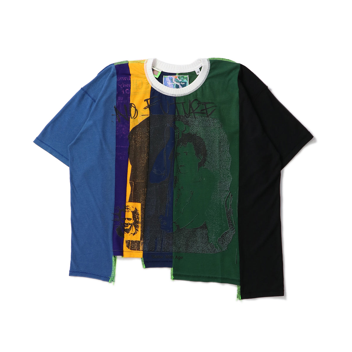 ウェア・シャツ UNION x NEEDLES TRACK SHIRT Utaro 40/2 COTTON JERSEY + STRIPED FABRIC CHEST PIN TUCKED SHIRT(M
