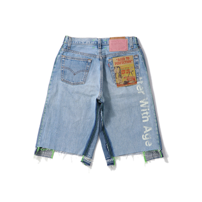 ジーンズ 新色追加「FVLMEN」vintage flower print wide denim