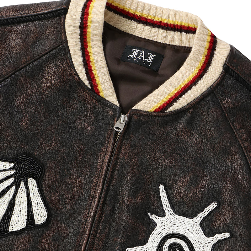 FAF（フェイク アス フラワーズ）/ OUTER（アウター）/ Hand Beaded Leather Suka Jacket商品 / Brown