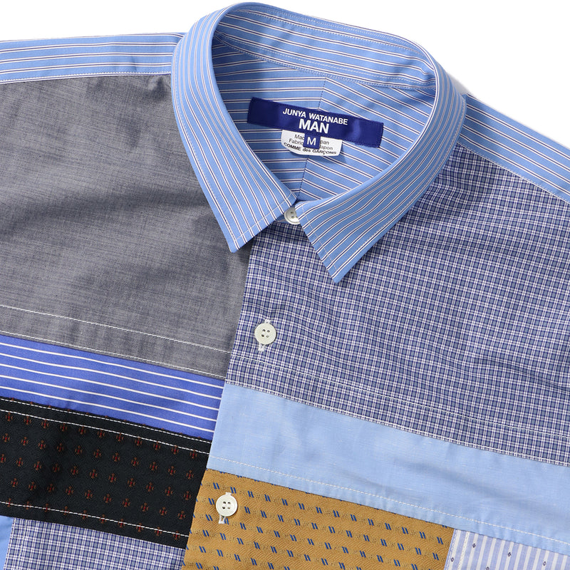 JUNYA WATANABE MAN(ジュンヤワタナベマン)｜COTTON STRIPE x MULTI MATERIAL PATCHWORK SHIRT(コットンストライプマルチマテリアルパッチワークシャツ)｜【公式通販 UNION TOKYO】｜ユニオントーキョー