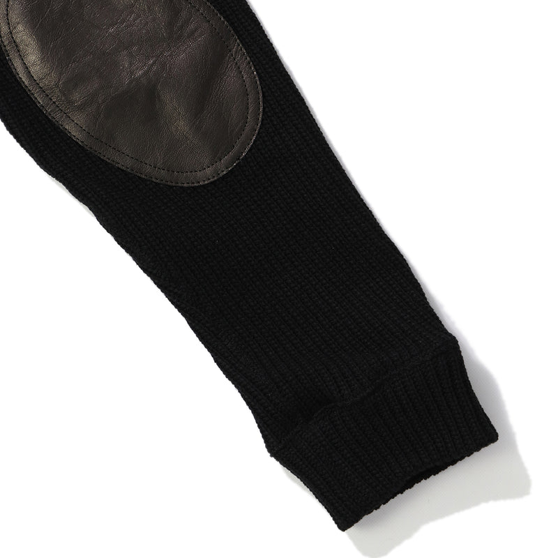 JUNYA WATANABE MAN（ジュンヤワタナベマン）/ TOPS（トップス）/ COTTON RIB x LEATHER SWEATER商品 / Black/Black