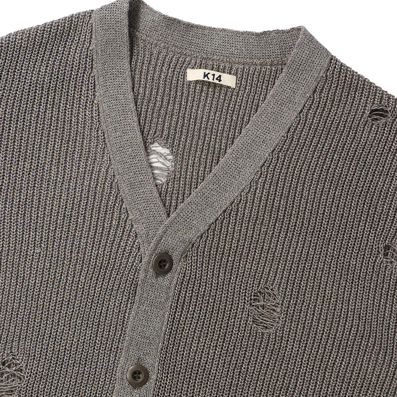 DESTROYED KNIT CARDIGAN｜KHOKI｜TOPS（トップス）｜【公式通販 UNION