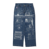 KidSuper(キッドスーパー)｜Fire Escape Embroidered Jeans(ファイヤーエスケイプエンブロイダードジーンズ)｜【公式通販 UNIONT TOKYO】｜ユニオントーキョー