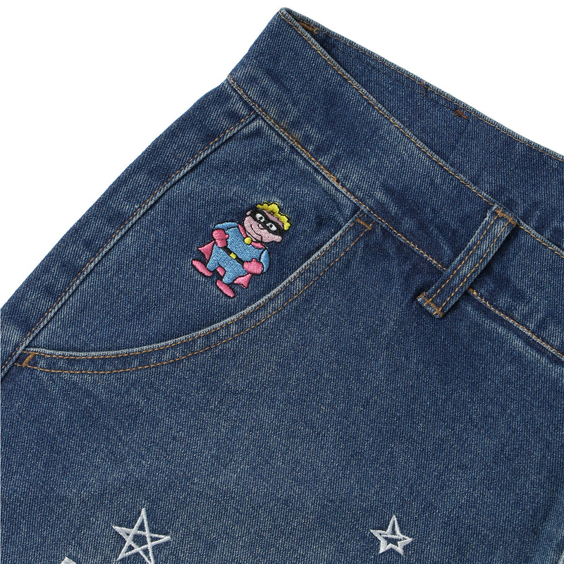 KidSuper(キッドスーパー)｜Fire Escape Embroidered Jeans(ファイヤーエスケイプエンブロイダードジーンズ)｜【公式通販 UNIONT TOKYO】｜ユニオントーキョー