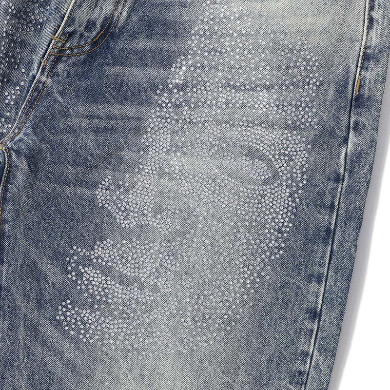 BLUE-RHINESTONE FACE JEANS｜KIDSUPER｜BOTTOMS（ボトムス）｜【公式