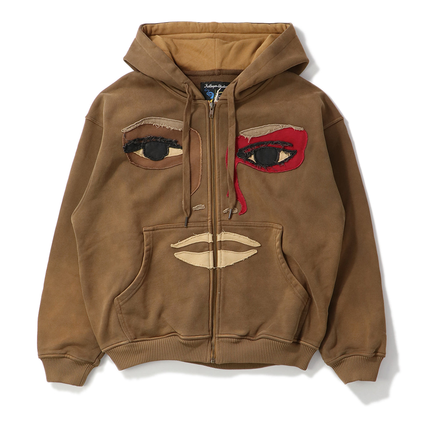 などり PATCHWORK FACE HEAVYWEIGHT ZIP UP HOODIE｜KIDSUPER｜TOPS