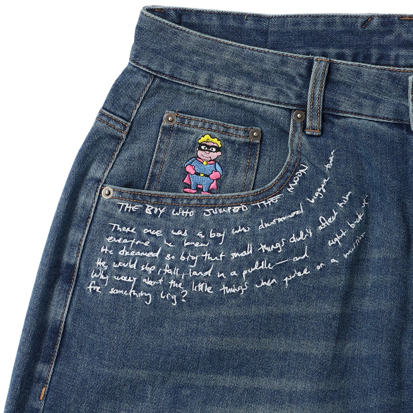 EMBROIDERED PAINTINGS BALLOON PANTS-BLUE｜KIDSUPER｜BOTTOMS