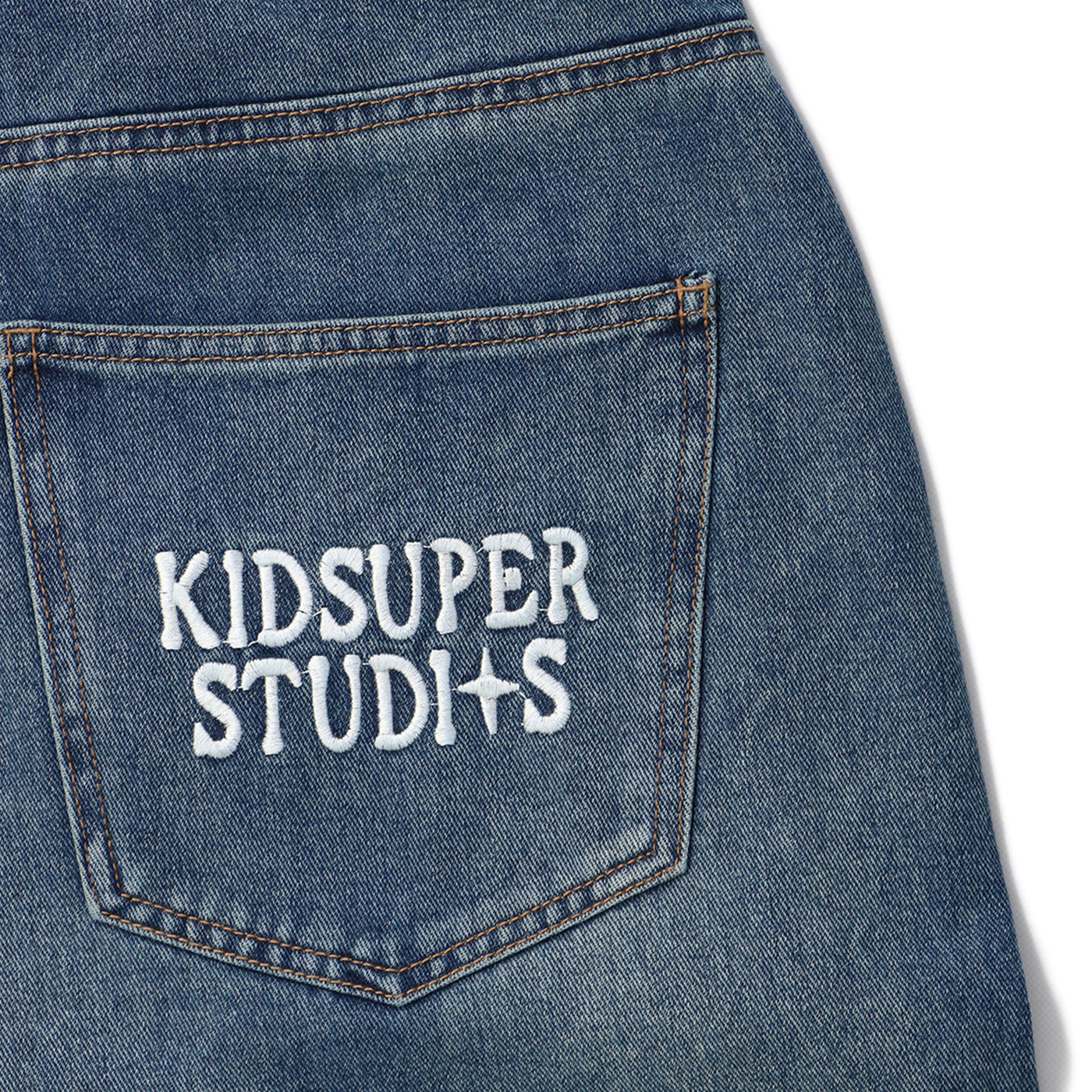 EMBROIDERED PAINTINGS BALLOON PANTS-BLUE｜KIDSUPER｜BOTTOMS