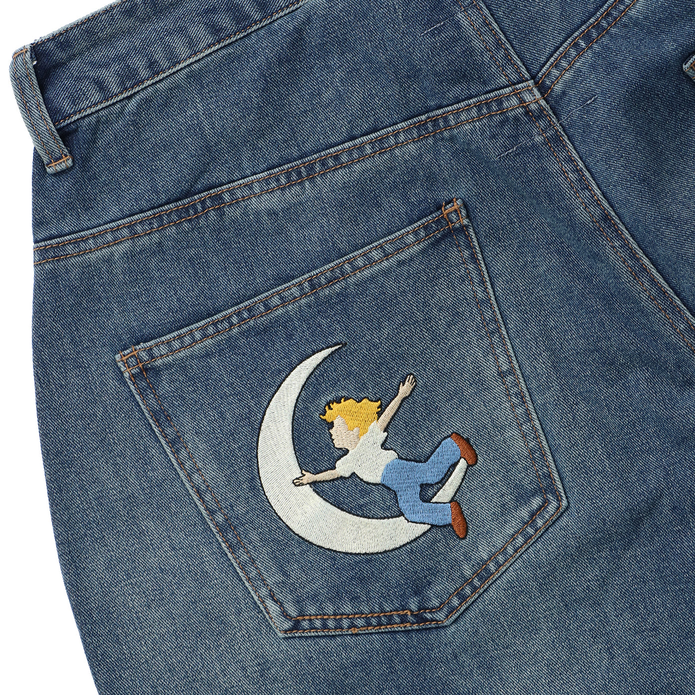 EMBROIDERED PAINTINGS BALLOON PANTS-BLUE｜KIDSUPER｜BOTTOMS 