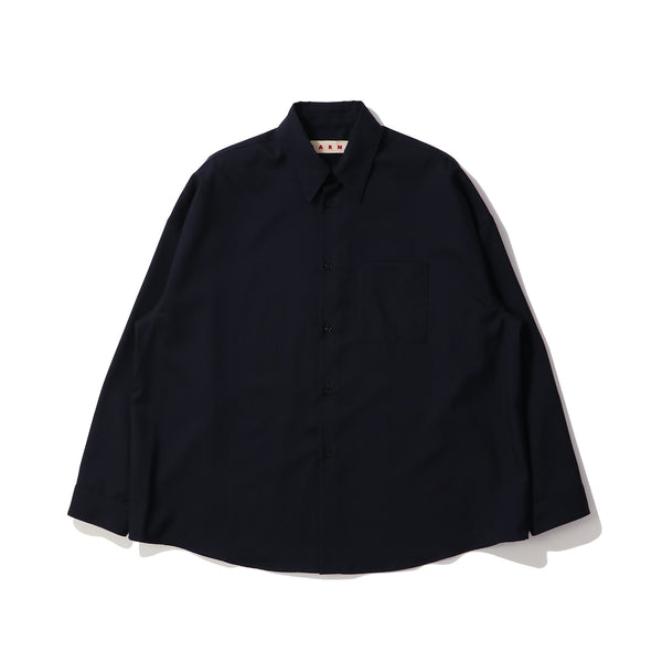 MARNI トップス ブルー ブラック トロピカルウール製シャツ | Marni