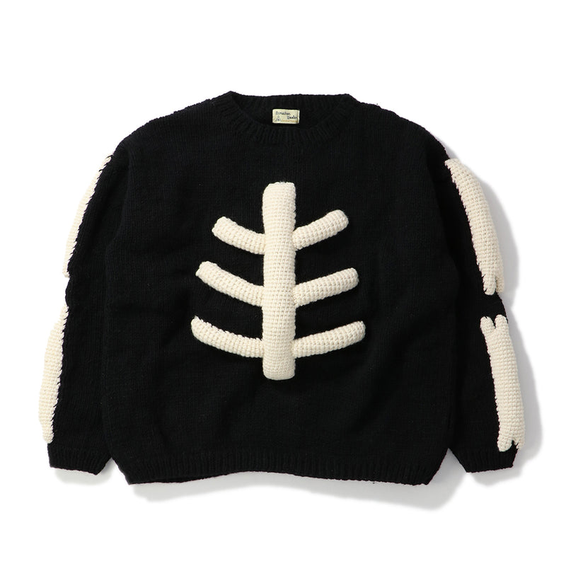 MacMahon Knitting Mills（マクマホンニッティングミルズ）/ TOPS（トップス）/ Crew Neck Knit-3D Bone商品 / BLK/WHT