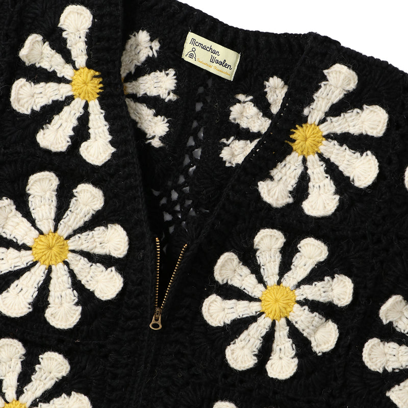 MacMahon Knitting Mills（マクマホンニッティングミルズ）/ TOPS（トップス）/ V-Neck Zip Cardigan-Square商品 / BLK/WHT