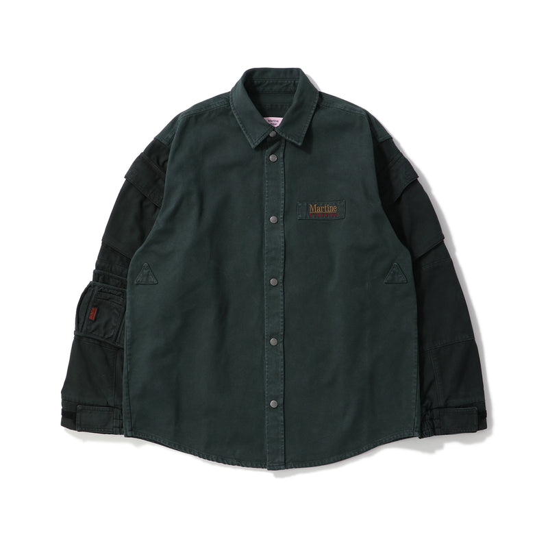 MARTINE ROSE（マーティンローズ）/ TOPS（トップス）/ UTILITY SLEEVE SHIRT商品 / GREEN DARK GREEN