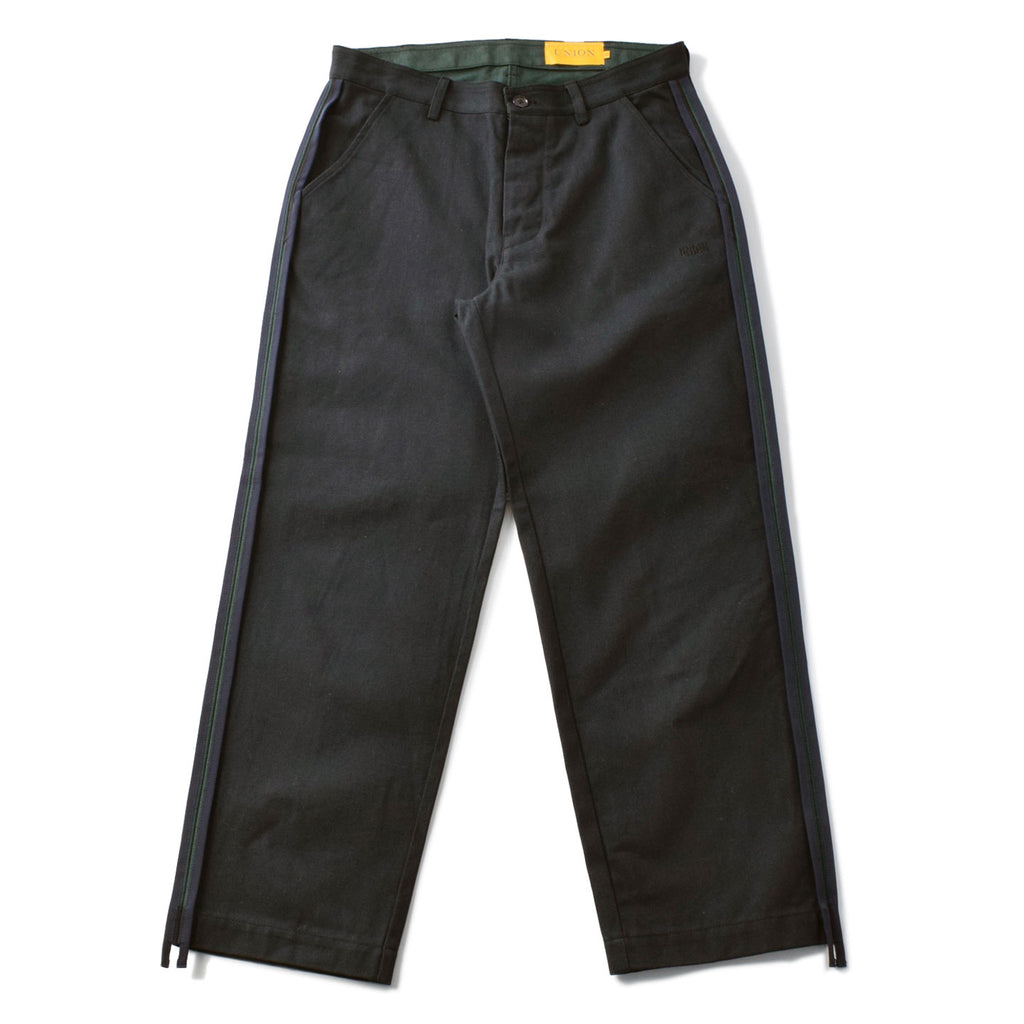 [新品] パーマネントユニオン SCRAP 3/4 PANTS ブラック M COTTON TWILL 3-TUCK WIDE TROUSERS WITH SIDE STRIPES(M Black