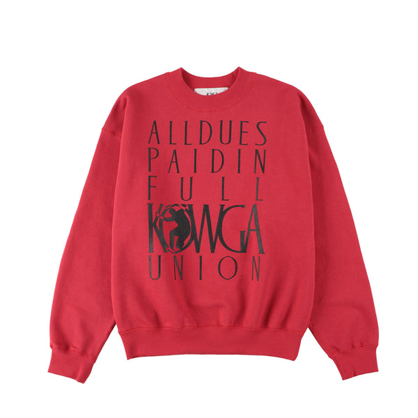 KOWGA(コウガ)｜ALL DUES PAID IN FULL CREWNECK SWEAT(オールデューズペイドインフルクルーネックスウェット)｜【公式通販 UNION TOKYO】｜ユニオントーキョー