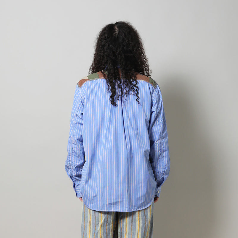 COTTON LINEN CLOTH x COTTON BROAD STRIPE SHIRTS